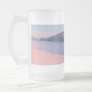 Snowy Mountains Frosted Glass Beer Mug