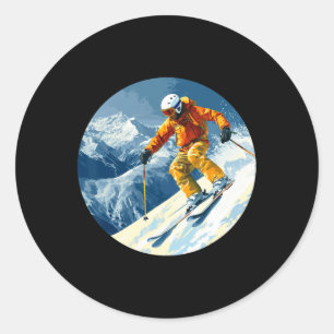 Snowy Mountains In Winter For Snow Sport Lovers An Classic Round Sticker