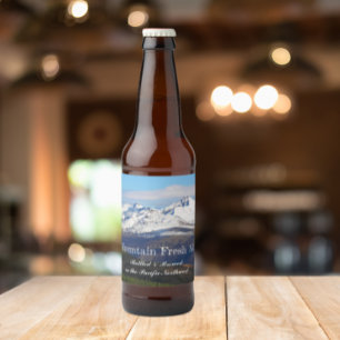 Snowy Mountains Landscape Personalised Beer Bottle Label