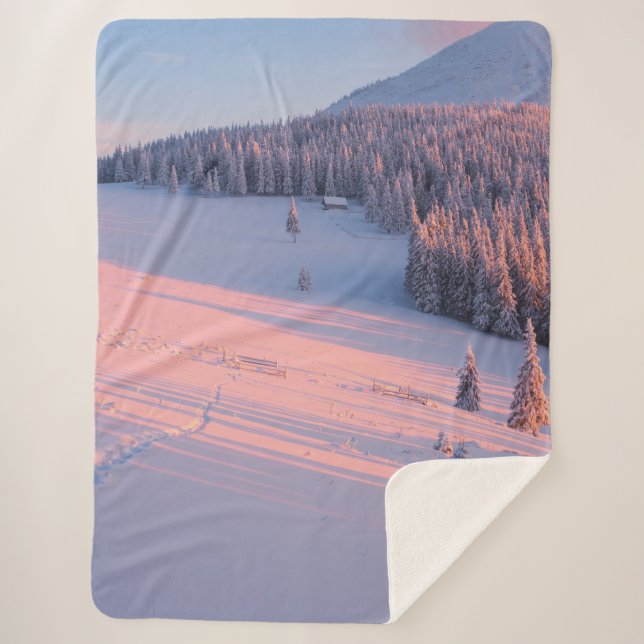Snowy Mountains Sherpa Blanket (Front)