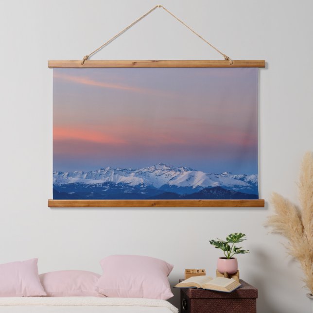 Snowy mountains with magical sky hanging tapestry (Bedroom)