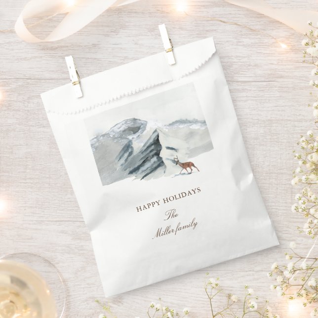 Snowy Mountains Woodland Elegant Holiday Favour Bags (Clipped)