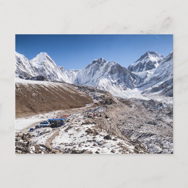 Snowy Mt Everest & Tea House, Himalayan Mountains Postcard (Front)