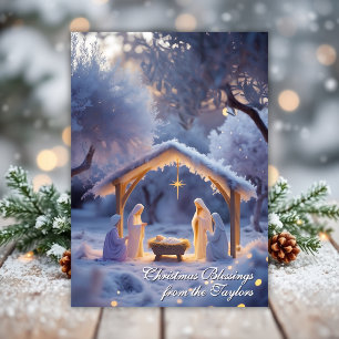 Snowy Nativity Scene Christian Holiday Christmas 