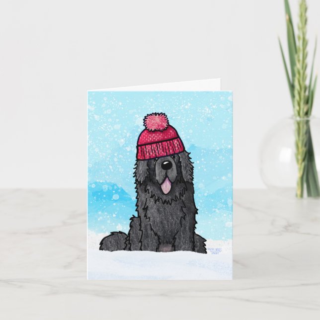 Snowy Newfoundland Note Card (Front)