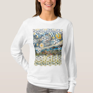 Snowy Night Fine Art Ugly Christmas Pattern T-Shirt