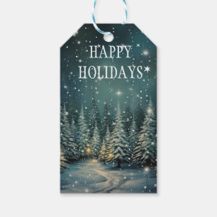  Snowy Night Forest  Gift Tags