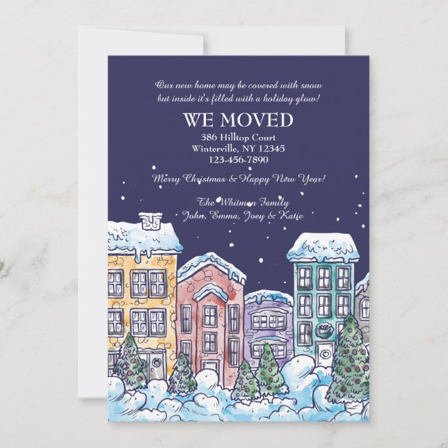 Snowy Night Moving Announcement (Front)