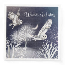 Snowy Night Owl | Winter Wishes | Party Napkins
