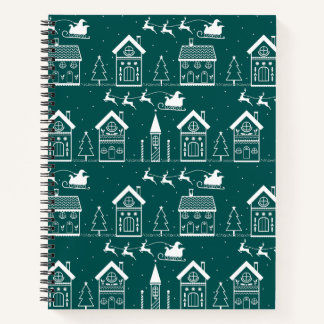 Snowy Nordic Christmas Village Notebook