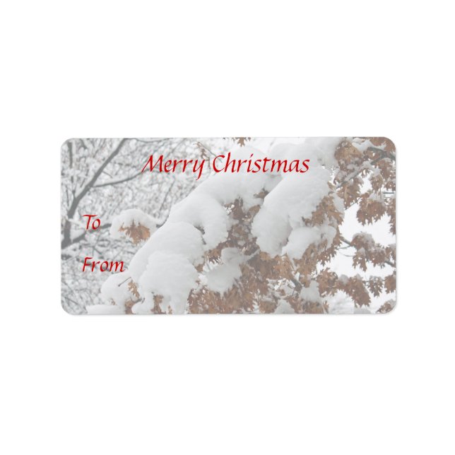 Snowy Oak photo Christmas gift tags (Front)