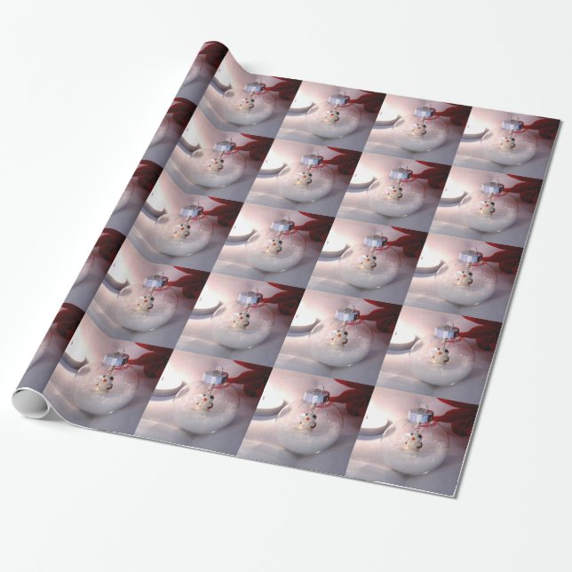 Snowy Ornament Wrapping Paper (Unrolled)