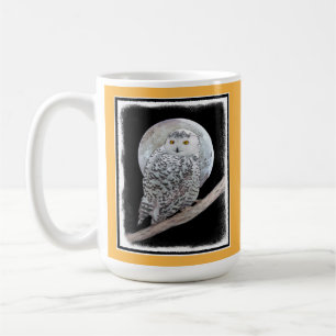 Snowy Owl and Moon Painting - Original Bird Art Coffee Mug