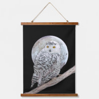 Snowy Owl and Moon Painting - Original Bird Art