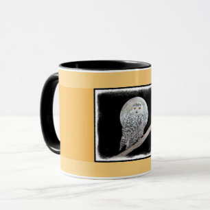 Snowy Owl and Moon Painting - Original Bird Art Mug