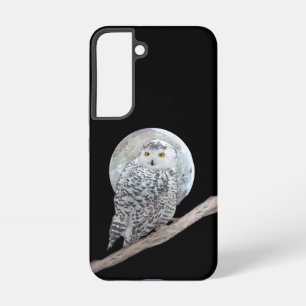 Snowy Owl and Moon Painting - Original Bird Art Samsung Galaxy Case