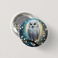 Snowy Owl And Moon With Sparkle,