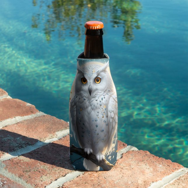 Snowy Owl And Moon With Sparkle, Bottle Cooler (In Situ Pool)