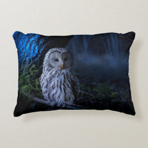 Snowy Owl at Night Decorative Cushion