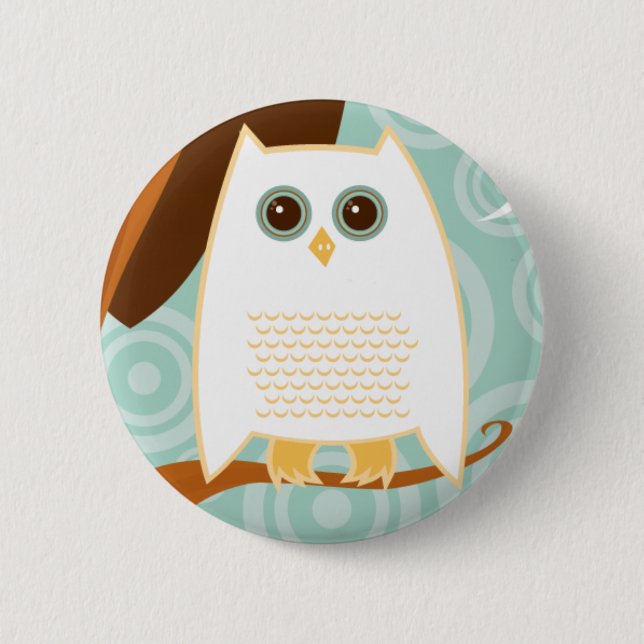 Snowy Owl Blue Button (Front)