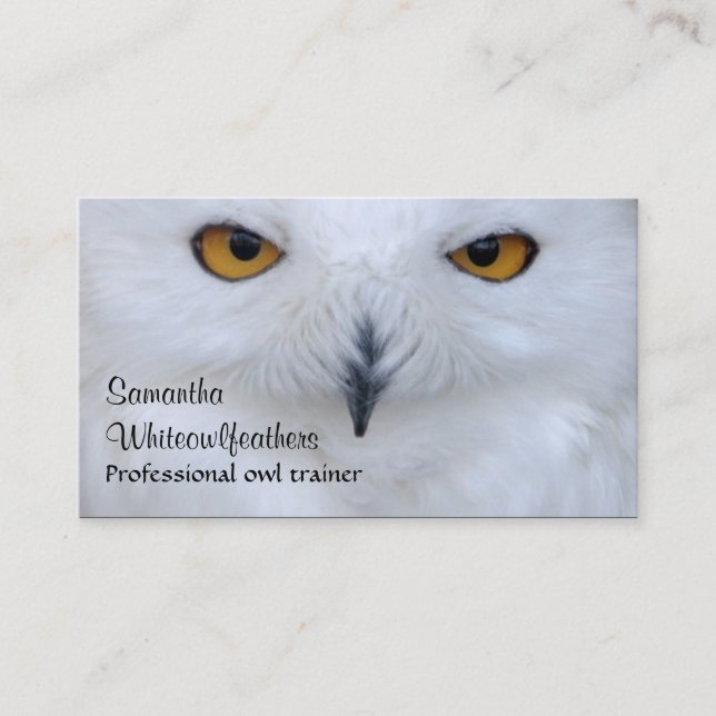 Snowy owl close up photo business card (Front)