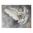Snowy Owl Descent Watercolor Wildlife Artwork