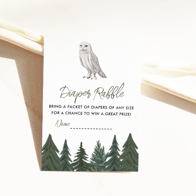 Snowy Owl Diaper Raffle Baby Shower Enclosure Card (Creator Uploaded)
