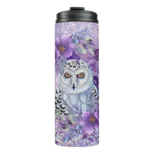 Snowy owl goddess art by Renee Thermal Tumbler