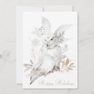 Snowy Owl Happy Holidays 5x7 Card With Envelopes