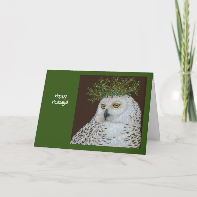 Snowy Owl holiday card (Front)