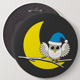 Snowy Owl in a New Moon Winter Night 6 Cm Round Badge
