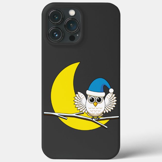 Snowy Owl in a New Moon Winter Night Case-Mate iPhone Case (Back)