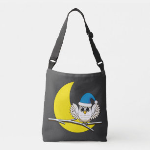 Snowy Owl in a New Moon Winter Night Crossbody Bag