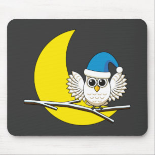 Snowy Owl in a New Moon Winter Night Mouse Pad