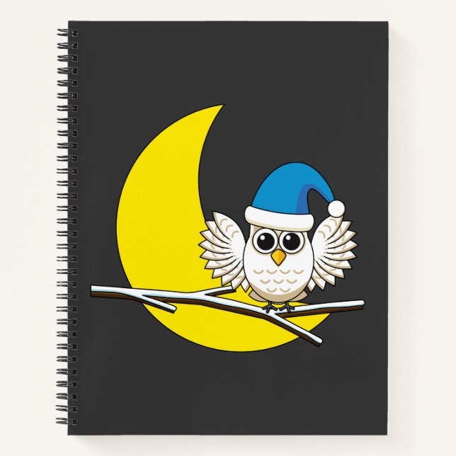 Snowy Owl in a New Moon Winter Night Notebook (Front)