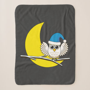Snowy Owl in a New Moon Winter Night Sherpa Blanket