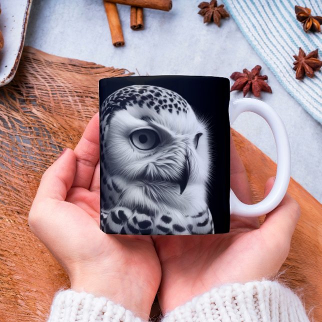 Snowy Owl in Black & White Coffee Mug (Creator Uploaded)