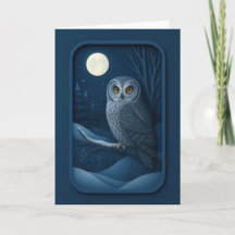 Snowy Owl in Moonlight Card