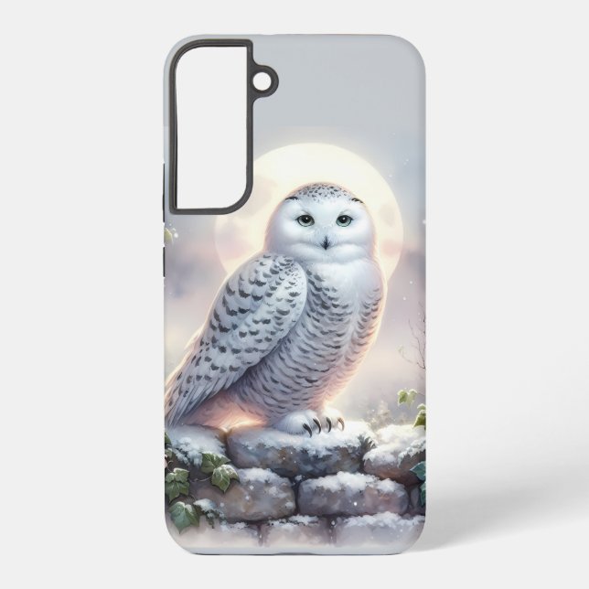 Snowy Owl in Moonlit Winter Garden Samsung Galaxy S22+ Case (Back)