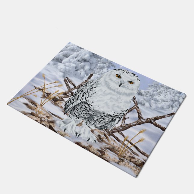 Snowy Owl in Snow Doormat (Angled)