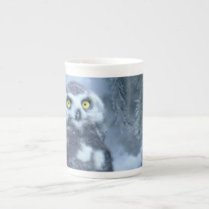 Snowy Owl in Winter Bone China Mug
