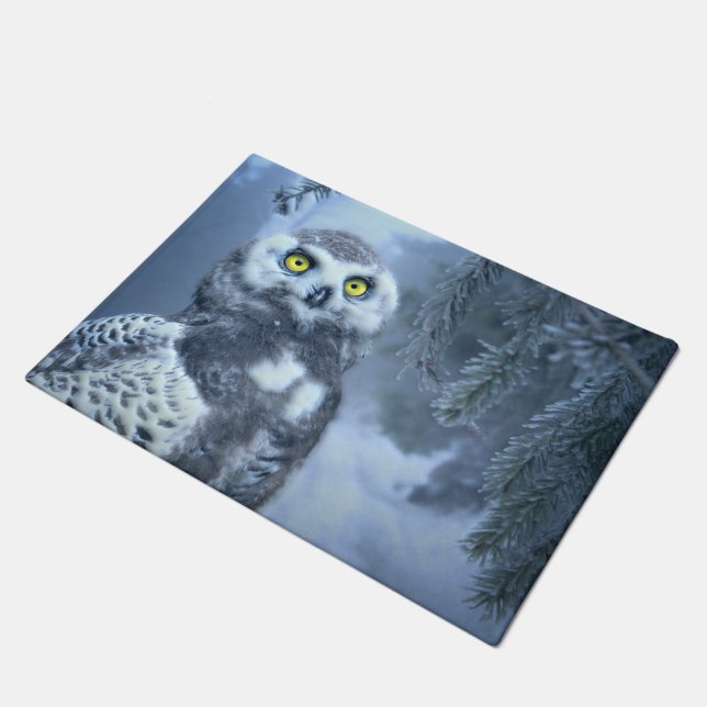 Snowy Owl in Winter Doormat (Angled)