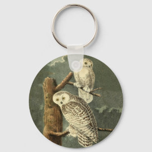 Snowy Owl John James Audubon Vintage Illustration Key Ring
