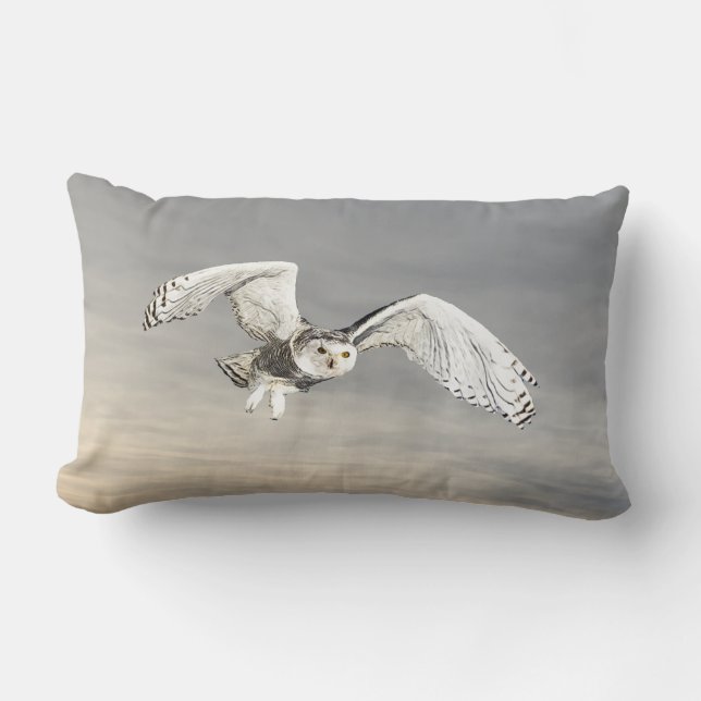 Snowy Owl Lumbar Cushion (Front)