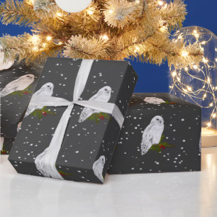 Snowy Owl On Pine And Berries  Wrapping Paper