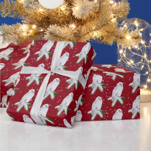 Snowy Owl On Pine Wrapping Paper