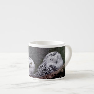Snowy Owl Pair Woodland Wildlife Art Espresso Cup