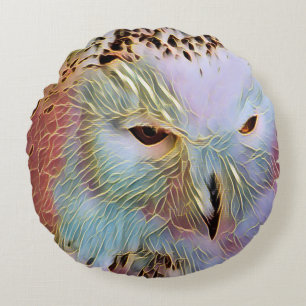 SNOWY OWL   ROUND CUSHION
