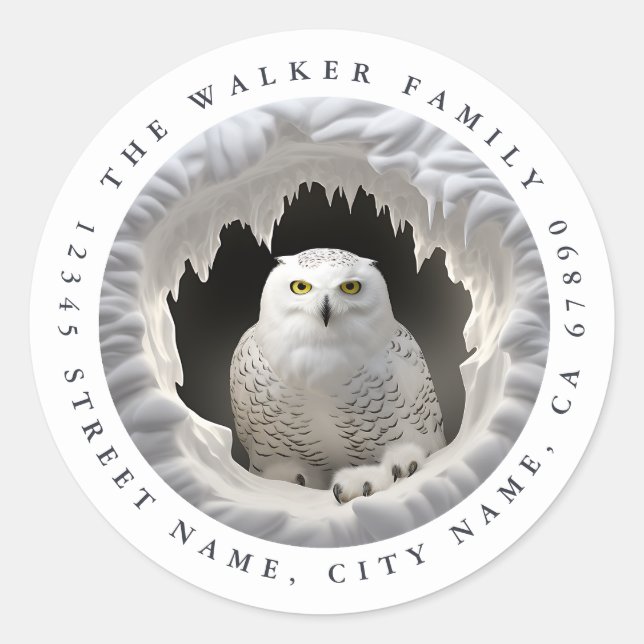 Snowy Owl Round Stickers (Front)