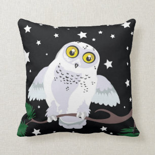 Snowy Owl Starlight Winter~throw pillow